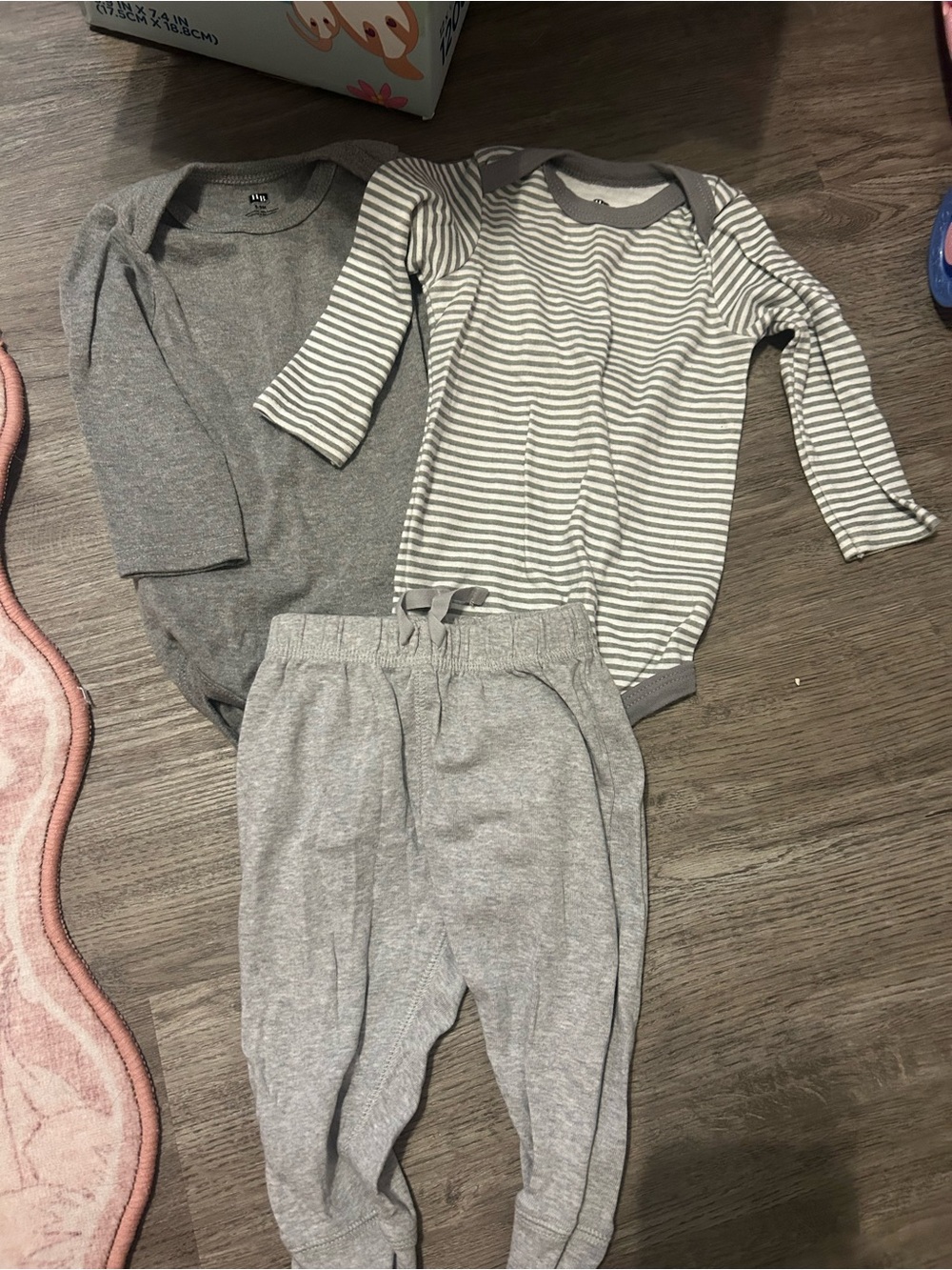 Gray Baby One-Piece and Pants Set - Soft Long-Sleeve Bodysuit & Pants